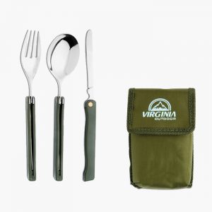 Set 3 posate pieghevoli camping con fodero - Art. CA0528VA